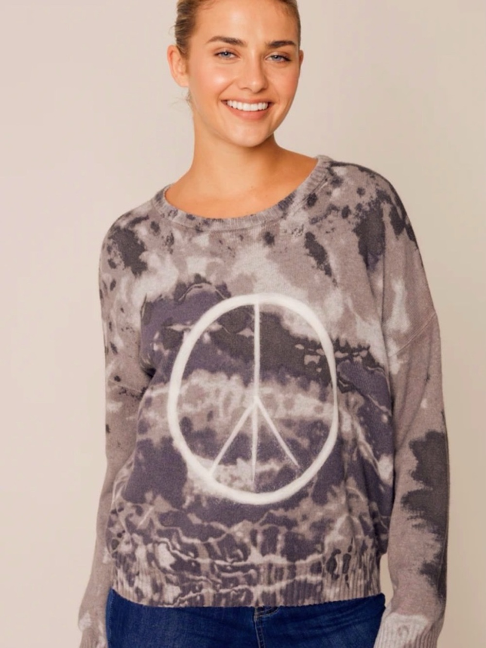 CHARLIE B Gray Fleece Top with Red Trim